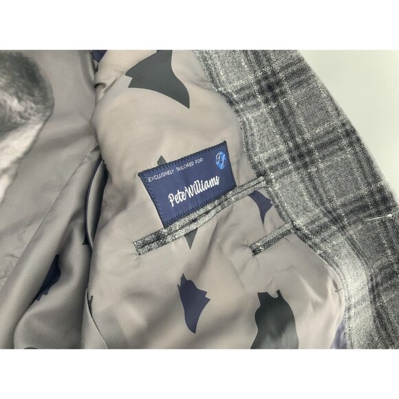 Holland & Sherry Blazer 44S Gray Plaid Wool Cashmere Func Cuffs 2B 2V YGI R4-73 - Picture 10 of 16
